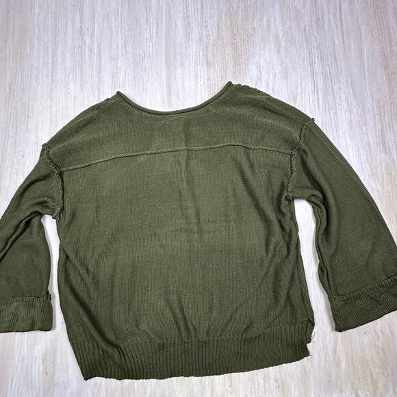 NWT Wonderly Fall Olive Drop Shoulder Henley Neck Pullover Boxy Sweater XL - Picture 11 of 14